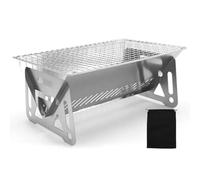 Toheitian Mini Parrilla de Barbacoa Portátil Estufa de Carbón Plegable Parrilla de Camping Estufa de Carbón de Acero Inoxidable para Picnics y Camping Al Aire Libre L