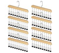 Toheitian Organizador de Armario de 8 Piezas Que Ahorra Espacio con 10 Clips: Almacenamiento Colgante Multiusos para Armario, Perchas de Madera B