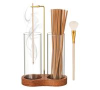 Toheitian Porta Incienso 2 en 1 para Varitas - Diseño Minimalista en Madera | Porta Incienso 2 en 1 para Varitas presenta base de madera en forma de ocho y recipientes de vidrio, estilo minimalista.