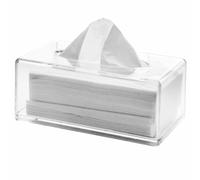 Toheitian Soporte para Caja de Pañuelos de Acrílico Transparente con Cubierta, Caja Dispensadora de Pañuelos Faciales para Encimera, Hoja Secadora de Plástico Transparente A