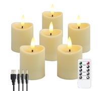 Toheitian Velas LED, Velas Parpadeantes Sin Llama, Velas Recargables, Velas de Real con Control Remoto, Color Lechoso