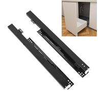 Tokenhigh Rieles Extensibles Para Montaje En El Suelo, 1 Par De Guías Para Cajones Inferiores, Rieles Telescópicos Ocultos, Cierre Suave Y Silencioso, Negro, 200 Mm