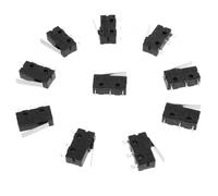 TOKIDNY 10piezas Microinterruptor Spdt con Palanca Corta Recta Acción Momentánea Pines Plástico y Metal Color Negro y Plateado Modelo Control Eléctrico