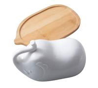 TOKIDNY Plato de Quesos y Mantequilla con Diseño de Elefante en Cerámica de Color Claro, Set para Almacenar y Servir en Cocina o Café, Estilo Creativo y Funcional