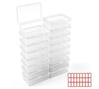 TOKSEO 16 cajas de almacenamiento pequeñas con tapa, tamaño pequeño | Transparente | Plástico | Con etiquetas de clasificación | 8,5 × 6 × 2,5 cm | Para guardar perlas, joyas, tornillos