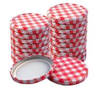 TOKSEO 20 tapas para tarros de cristal de 82 mm, tapas de rosca de color rojo y blanco, tapas de rosca para tarros de conservas, tapas de repuesto para tarros de cristal de 230/350/435/565 ml