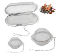 TOKSEO 3 unidades de huevos de especias de acero inoxidable con cadena, colador de especias para cocinar té suelto, bola de especias, 3 tamaños de huevo (elíptico, circular)
