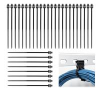 TOKSEO 32 abrazaderas para cables, 1,38 × 1,13 × 0,3 cm, abrazadera para | Negro | con 32 bridas | plástico + acero | para gestión de cables, talleres, tuberías en el hogar