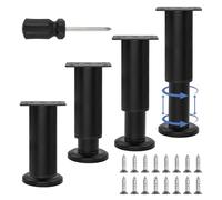 TOKSEO 4 patas ajustables para muebles, 12-18 cm, patas ajustables en altura con destornillador, patas antideslizantes para muebles, altura ajustable, patas para muebles, para armario, cama, sofá