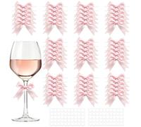 TOKSEO 50 lazos para regalo, color rosa | 8,5 × 8,5 cm | Cinta de poliéster | Con alambre de fijación | Para regalos bodas adornos de árbol de Navidad
