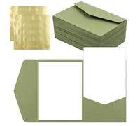 TOKSEO 50 sobres de bolsillo para tarjetas DIN A6 (verde) | Incluye 50 pegatinas para sobres, resistentes a las torceduras y agradables al tacto, ideal para bodas, cumpleaños y fiestas