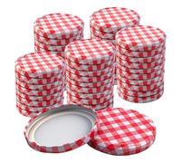TOKSEO 50 tapas para tarros de cristal de 82 mm, tapas de rosca de color rojo y blanco, tapas de rosca para tarros de conservas, tapas de repuesto para tarros de cristal de 230/350/435/565 ml