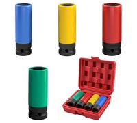 TOKSEO Juego de 4 llaves de impacto de 1/2 pulgadas, 17/19/21/22 mm, juego de 1/2, adecuado para cambiar neumáticos y llantas, compatible con llaves eléctricas y neumáticas