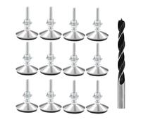 TOKSEO - Juego de 8 patas de nivelación M8 x 50 mm, patas de muebles ajustables de metal M8, tornillos de ajuste con tuercas de sujeción, tuercas de bloqueo y brocas metálicas