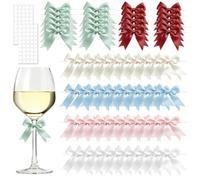 TOKSEO Lazo de regalo, 10 lazos por color, pequeños lazos | 8,5 × 8,5 cm | Con alambre de fijación | Blanco Verde Crema Rojo Rosa Azul | Para Regalos Bodas