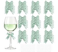 TOKSEO Lazo de regalo, 50 unidades, color verde | 8,5 × 8,5 cm | Cinta de poliéster | Con alambre de fijación | Para regalos bodas adornos de árbol de Navidad