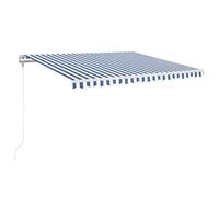 vidaXL Toldo automático LED sensor de viento azul y blanco 400x350 cm