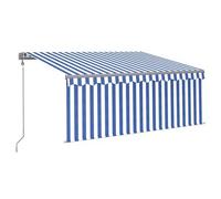 Toldo Automático Persiana Led Sensor Viento Azul Blanco 3x2,5m Vidaxl
