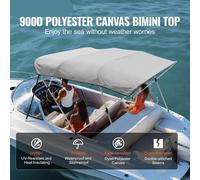 Toldo Bimini con 4 soportes - Toldos Bimini - Parasoles - Cubierta para barco con toldo Bimini y 4 soportes - Tejido de poliéster 900D