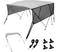 Toldo Bimini para barco con 4 arcos, paredes laterales de malla desmontables, toldo de poliéster de 600D con estructura de aleación de aluminio de 2,5 cm (1 pulgada), incluye funda de almacenamiento,