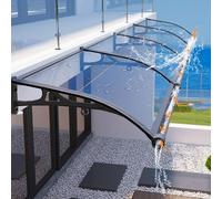 Toldo de aluminio para puerta delantera, soporte negro, cubierta de policarbonato transparente para ventanas al aire libre, protección UV, 100 x 540 cm, toldo resistente a la intemperie.