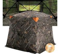 Toldo de caza de 270° con visibilidad total, tipo "ground blind" (toldo para colocar en el suelo), con malla de un solo sentido para 4-5 personas