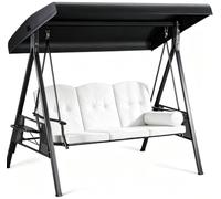 Toldo de Repuesto para Hamaca de JardíN de 3 Plazas, Tela Oxford 210D Duradera con ProteccióN UV(Black)