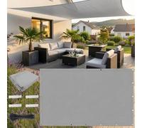 Toldo impermeable de poliéster de 3,7 x 5,2 m, 95% de protección UV, ideal para patio, jardín, camping, parasol gris claro con cuerda integrada para una fácil instalación