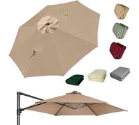 Toldo Impermeable para Sombrilla De Patio con Brazo Lateral - Cubierta De Sombrilla Voladiza De 8 Varillas para Jardín, Terraza, Césped, Piscina - Reemplazo Duradero para Parasol Khaki 3m/10ft