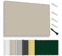 Toldo impermeable rectangular de 3 x 3 m, protección solar para terraza, protección UV, resistente a la intemperie, sin agujeros, 100 % poliéster con ojales y cuerda para pérgola, color caqui