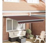 Toldo manual para terraza, de aluminio y poliéster, color marrón, 300 x 250 cm, toldo enrollable con manivela y toldo de cassette para extender