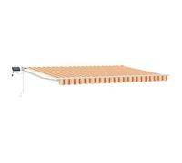 vidaXL Toldo manual con LED solar 4 x 3 m Rayas amarillas y naranjas