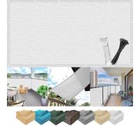 Toldo para Balcón Parasol Pantalla 0.9 x 6 m, Protección Solar, Transpirable, Resistiente Polvo, Protección Visual, Pantalla de Privacidad Protección, para Balcon, Blanco