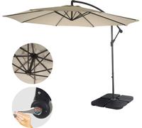 Toldo para pérgola Acerra, parasol, protección solar, diámetro 3m, inclinable, poliéster/acero, 11kg, color crema, con soporte