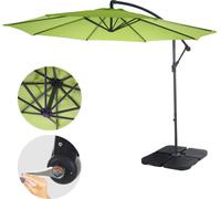 Toldo para pérgola Acerra, parasol, protección solar, diámetro 3m, inclinable, poliéster/acero, 11kg, color verde limón con soporte