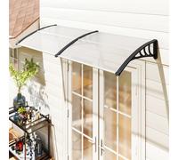 Toldo para puerta exterior Outsunny, techo para puerta exterior hecho de aluminio duradero, techo de policarbonato, protección contra la lluvia y rayos UV para terraza, balcón, 195x75 cm, transparente