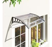 Toldo para puerta exterior Outsunny, techo para puerta exterior hecho de aluminio duradero y policarbonato, protección contra la lluvia y rayos UV para terraza, balcón, 100x75 cm, transparente