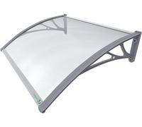 Toldo para puerta - Protección contra la lluvia para el hogar - Protección para exteriores - Placa de policarbonato - 120 x 80 cm - Transparente