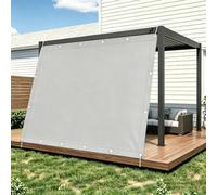 Toldo Parasol de Jardin 160X580cm/1.6x5.8m Cubierta Resistente Al Agua,Protección 95% Rayos UV, con Ojales y Cuerdas Toldo de Exterior para Terraza, Jardín, Balcón, Pérgola-Gris Claro