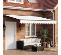 Toldo rectangular eléctrico, 4 x 3,5 m, color blanco antracita | Aluminio Poliéster, Semi-Cassette, Mando a distancia, Rollo Inox, Para Terraza Jardín