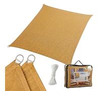 Toldo Relaxdays, 2x3 m, HDPE, Transpirable, jardín, balcón, Lona con Ojales y 4 Cuerdas, Rectangular, Arena