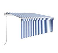 Toldo Retráctil Automático Con Persiana Azul Y Blanco 3,5x2,5 M Vidaxl
