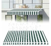 Toldo retráctil de tela de repuesto para patio, 3,6 x 3 m, rayas verdes y blancas, cubierta de lona para ventanas, puertas, patios, terrazas, balcones, protección UV