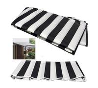 Toldo retráctil de tela de repuesto para patio, toldo de poliéster impermeable de 280 g para sombrilla al aire libre, 6 x 3,5 m, elegantes rayas blancas y negras, solución duradera para sombrilla