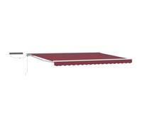 Toldo retráctil eléctrico 4,5 x 3,5 m Burdeos y Blanco | Aluminio, poliéster -UV, rodillo de acero inoxidable, mando a distancia, semi-cassette, terraza, jardín