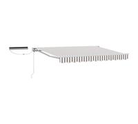 Toldo Retráctil Eléctrico 5x3m Gris Claro y Blanco | Aluminio, poliéster -UV, rodillo de acero inoxidable, brazos retráctiles, control remoto, diseño semi-cassette, jardín