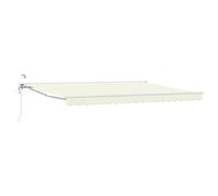 Toldo Retráctil Eléctrico Crema y Blanco 4 x 3 m | Tejido de poliéster con revestimiento de PU, mando a distancia y manivela, marco de acero aluminio, diseño semi-cassette