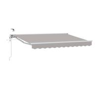 Toldo Retráctil Eléctrico Gris Claro y Blanco 3 x 2,5 m | Mando a distancia y manivela manual, revestimiento de poliéster PU, marco de acero aluminio, montaje en pared, semi-cassette