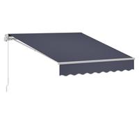 Toldo retráctil manual, 300 x 250 cm. Toldo retráctil para exteriores, ideal para patios. Protector solar de poliéster resistente al agua, con manivela, para puertas, ventanas, terrazas, balcones y ja