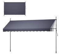 Toldo retráctil manual, 400 cm. Toldo retráctil para exteriores, ideal para patios, que proporciona sombra y protección. Dosel ajustable en altura para puertas y ventanas de patios, con manivela manua